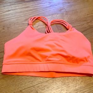 Hot pink. Braided back. Sports bra. Size medium.